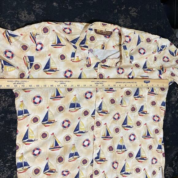 VINTAGE Guayaberass Nautical Button Up Casual Shirt short sleeve unknown size - Picture 5 of 10